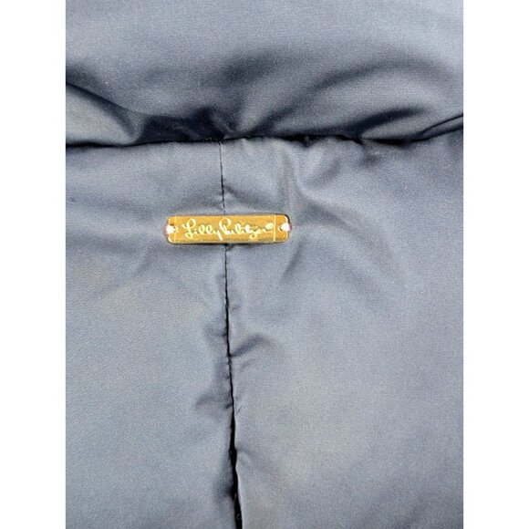 Lilly Pulitzer Navy Blue Down Filled Puffer Vest Women's XS Zip Pockets Preppy - Picture 3 of 5